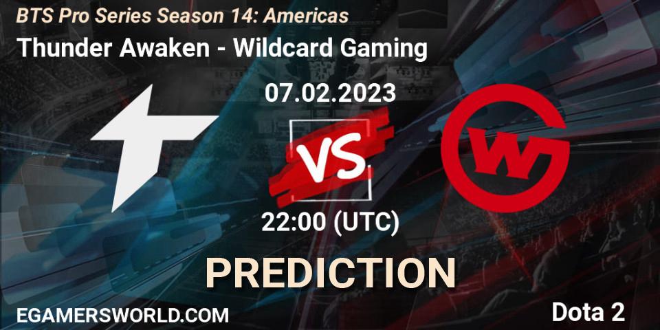 Prognose für das Spiel Thunder Awaken VS Wildcard Gaming. 07.02.23. Dota 2 - BTS Pro Series Season 14: Americas