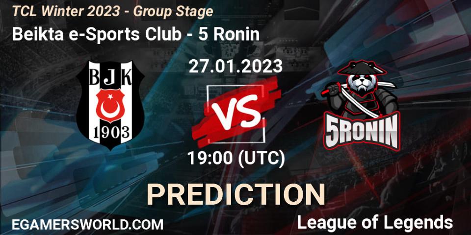 Prognose für das Spiel Beşiktaş e-Sports Club VS 5 Ronin. 27.01.2023 at 18:30. LoL - TCL Winter 2023 - Group Stage