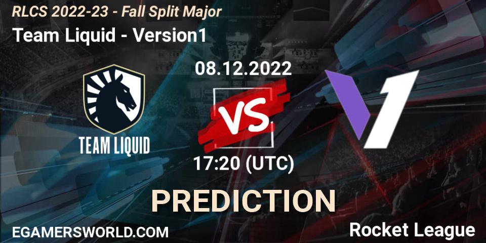 Prognose für das Spiel Team Liquid VS Version1. 08.12.2022 at 17:20. Rocket League - RLCS 2022-23 - Fall Split Major
