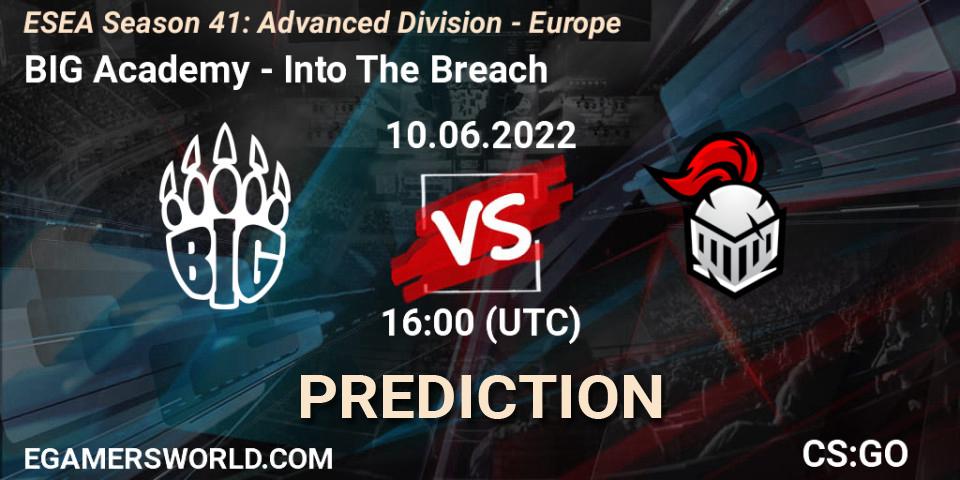 Prognose für das Spiel BIG Academy VS Into The Breach. 10.06.2022 at 16:00. Counter-Strike (CS2) - ESEA Season 41: Advanced Division - Europe