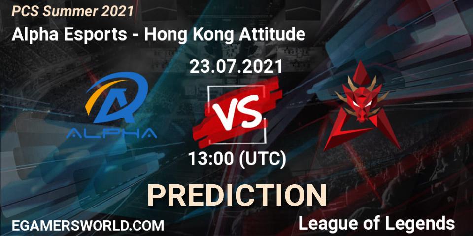 Prognose für das Spiel Alpha Esports VS Hong Kong Attitude. 23.07.21. LoL - PCS Summer 2021