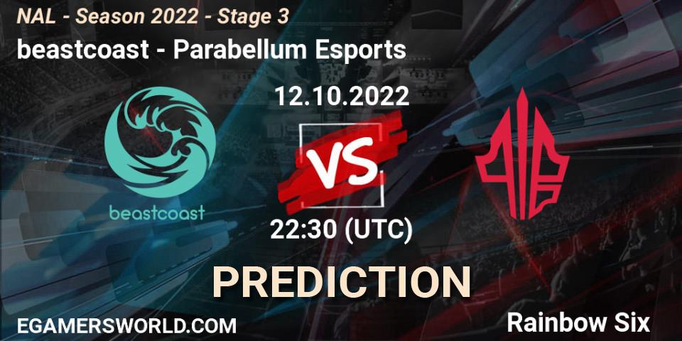 Prognose für das Spiel beastcoast VS Parabellum Esports. 12.10.2022 at 22:30. Rainbow Six - NAL - Season 2022 - Stage 3