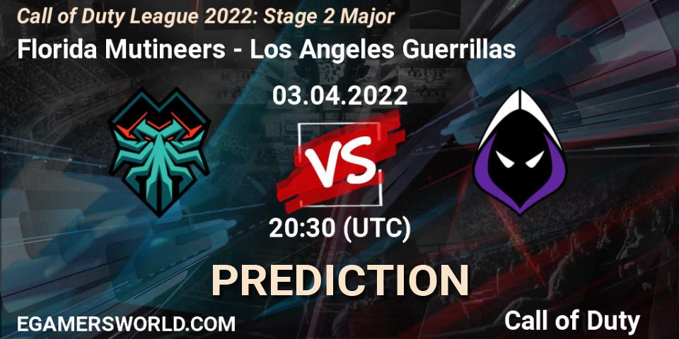 Prognose für das Spiel Florida Mutineers VS Los Angeles Guerrillas. 03.04.22. Call of Duty - Call of Duty League 2022: Stage 2 Major