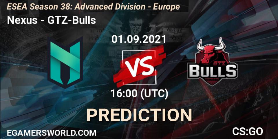 Prognose für das Spiel Nexus VS GTZ-Bulls. 01.09.21. CS2 (CS:GO) - ESEA Season 38: Advanced Division - Europe
