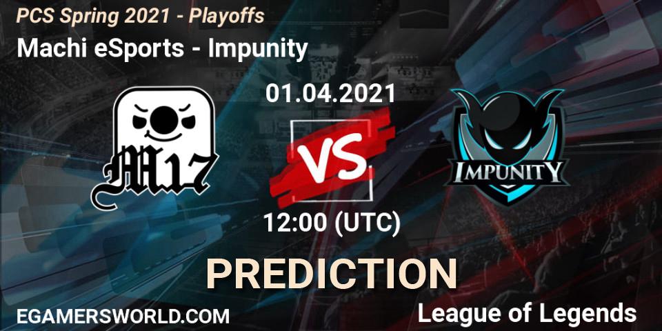 Prognose für das Spiel Machi eSports VS Impunity. 01.04.2021 at 12:10. LoL - PCS Spring 2021 - Playoffs