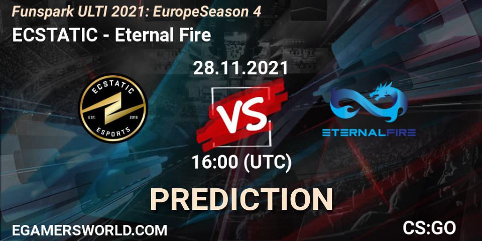 Prognose für das Spiel ECSTATIC VS Eternal Fire. 28.11.2021 at 16:00. Counter-Strike (CS2) - Funspark ULTI 2021: Europe Season 4