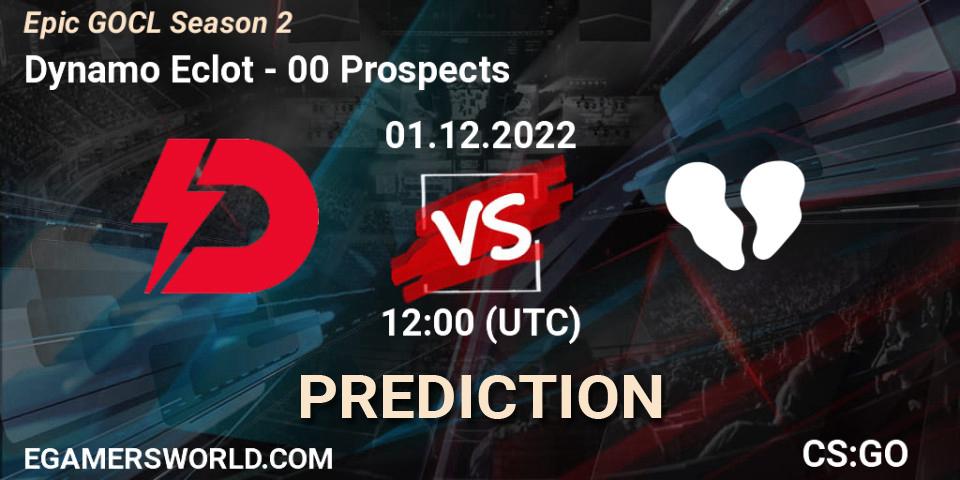Prognose für das Spiel Dynamo Eclot VS 00 Prospects. 01.12.22. CS2 (CS:GO) - Epic GOCL Season 2
