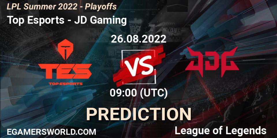 Prognose für das Spiel Top Esports VS JD Gaming. 26.08.2022 at 09:00. LoL - LPL Summer 2022 - Playoffs