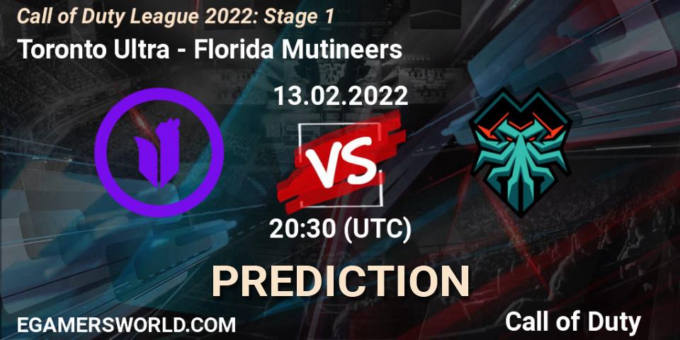 Prognose für das Spiel Toronto Ultra VS Florida Mutineers. 13.02.22. Call of Duty - Call of Duty League 2022: Stage 1