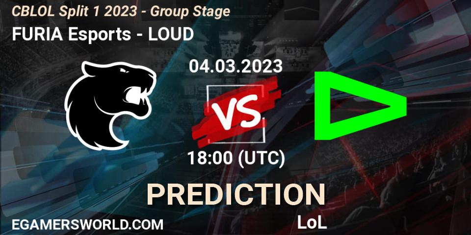 Prognose für das Spiel FURIA Esports VS LOUD. 04.03.23. LoL - CBLOL Split 1 2023 - Group Stage