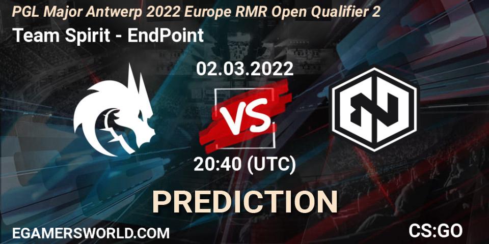 Prognose für das Spiel Team Spirit VS EndPoint. 02.03.22. CS2 (CS:GO) - PGL Major Antwerp 2022 Europe RMR Open Qualifier 2