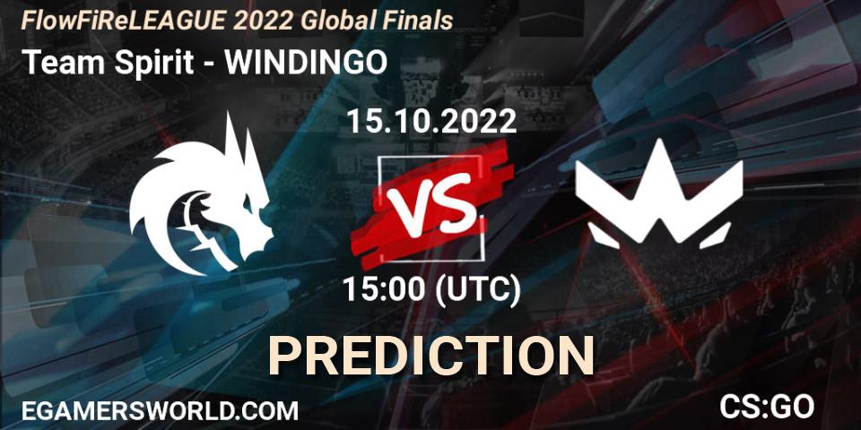 Prognose für das Spiel Team Spirit VS WINDINGO. 15.10.2022 at 15:00. Counter-Strike (CS2) - FlowFiReLEAGUE 2022 Global Finals