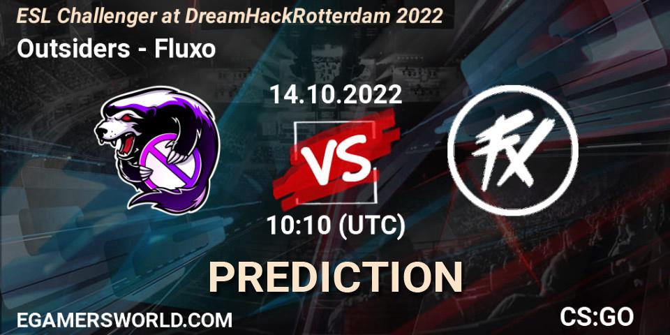 Prognose für das Spiel Outsiders VS Fluxo. 14.10.2022 at 10:10. Counter-Strike (CS2) - ESL Challenger at DreamHack Rotterdam 2022