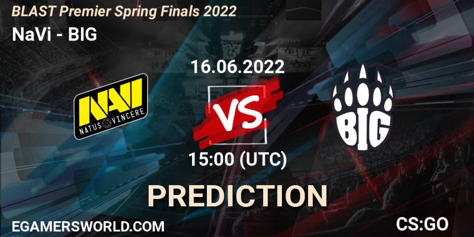 Prognose für das Spiel NaVi VS BIG. 16.06.22. CS2 (CS:GO) - BLAST Premier Spring Finals 2022 