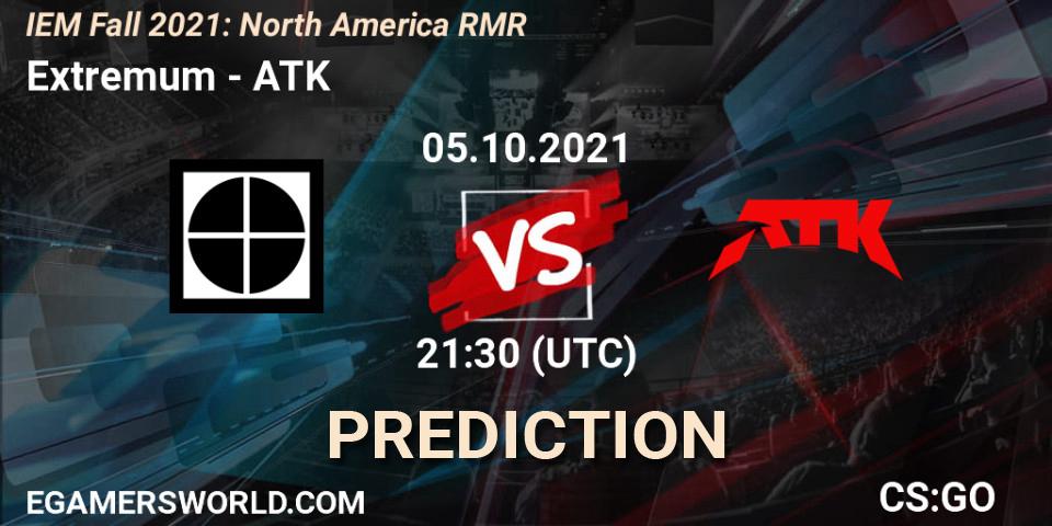 Prognose für das Spiel Extremum VS ATK. 05.10.21. CS2 (CS:GO) - IEM Fall 2021: North America RMR