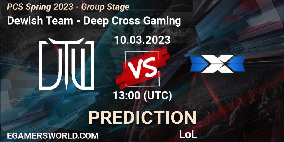 Prognose für das Spiel Dewish Team VS Deep Cross Gaming. 19.02.2023 at 11:30. LoL - PCS Spring 2023 - Group Stage