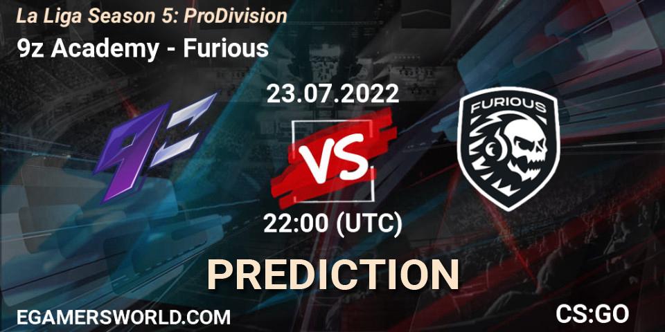 Prognose für das Spiel 9z Academy VS Furious. 23.07.2022 at 22:10. Counter-Strike (CS2) - La Liga Season 5: Pro Division