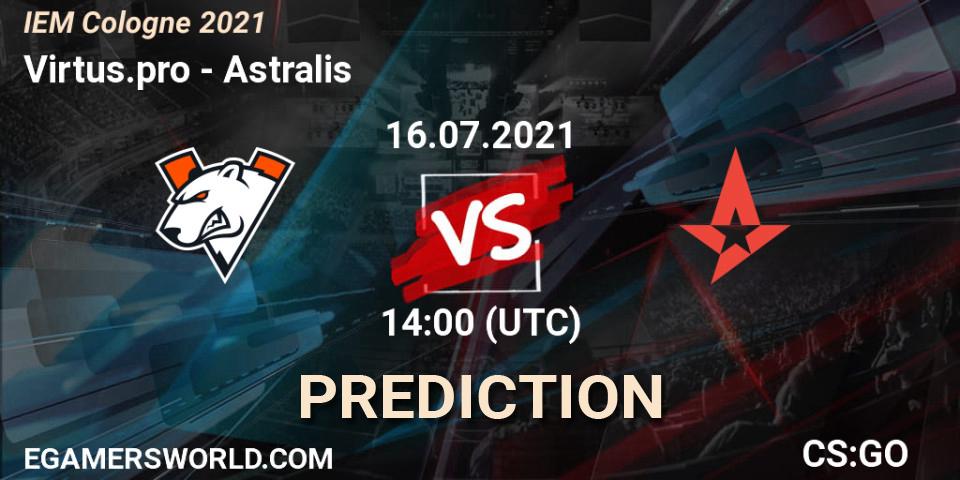 Prognose für das Spiel Virtus.pro VS Astralis. 16.07.21. CS2 (CS:GO) - IEM Cologne 2021