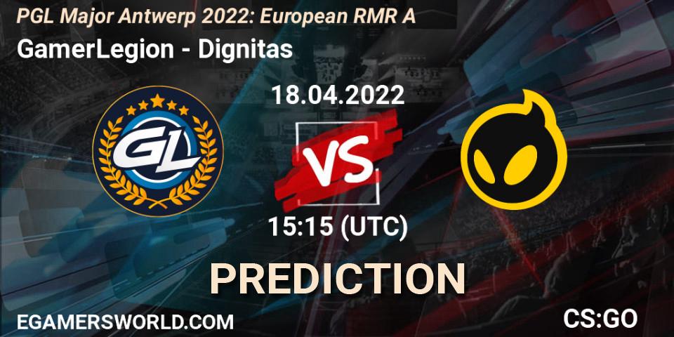 Prognose für das Spiel GamerLegion VS Dignitas. 18.04.22. CS2 (CS:GO) - PGL Major Antwerp 2022: European RMR A