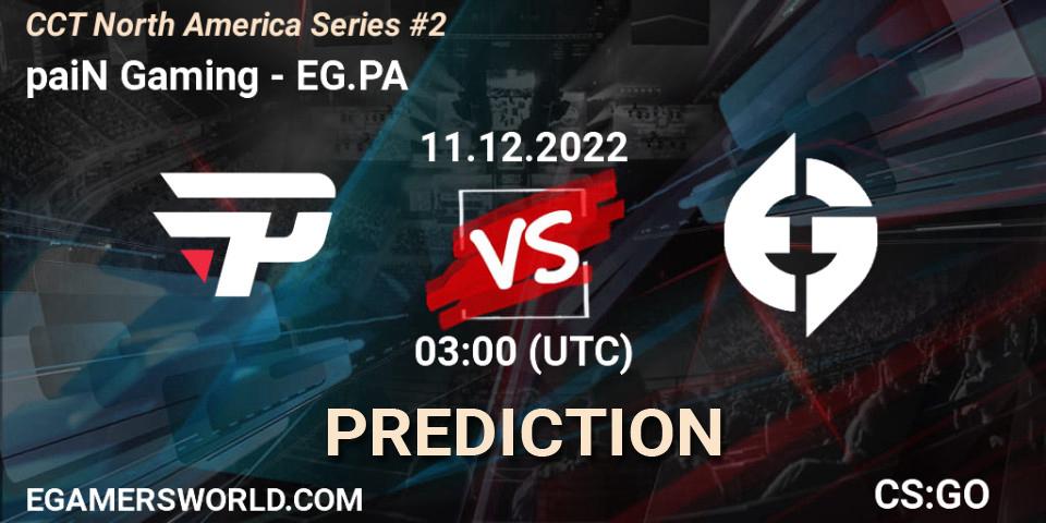 Prognose für das Spiel paiN Gaming VS EG.PA. 11.12.22. CS2 (CS:GO) - CCT North America Series #2