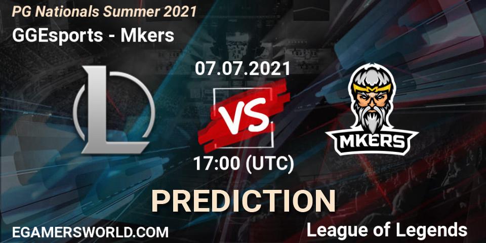 Prognose für das Spiel GGEsports VS Mkers. 07.07.2021 at 17:00. LoL - PG Nationals Summer 2021