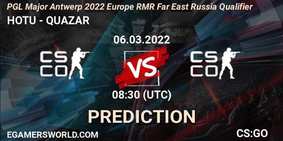 Prognose für das Spiel HOTU VS QUAZAR. 06.03.2022 at 08:30. Counter-Strike (CS2) - PGL Major Antwerp 2022 Europe RMR Far East Russia Qualifier