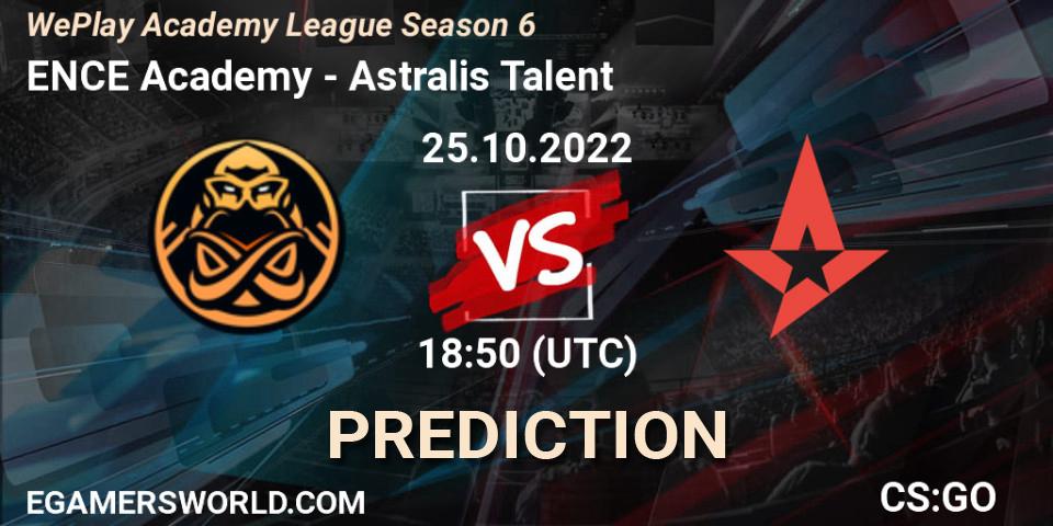 Prognose für das Spiel ENCE Academy VS Astralis Talent. 25.10.2022 at 19:20. Counter-Strike (CS2) - WePlay Academy League Season 6
