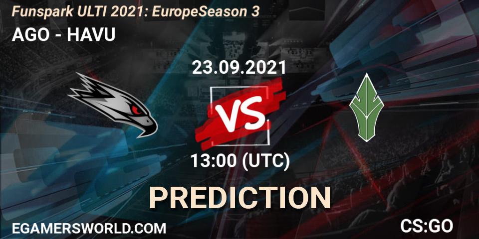Prognose für das Spiel AGO VS HAVU. 23.09.21. CS2 (CS:GO) - Funspark ULTI 2021: Europe Season 3