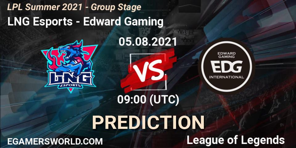Prognose für das Spiel LNG Esports VS Edward Gaming. 05.08.21. LoL - LPL Summer 2021 - Group Stage