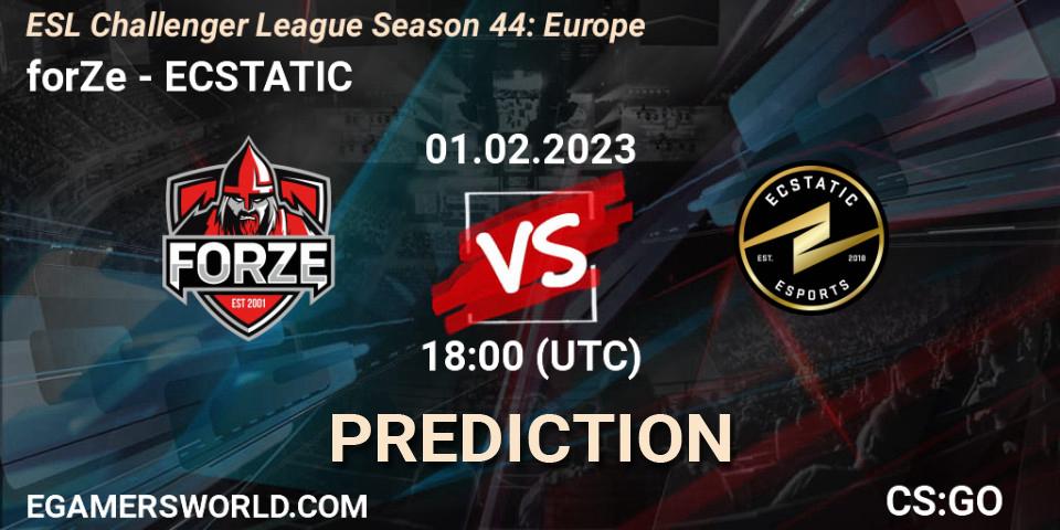 Prognose für das Spiel forZe VS ECSTATIC. 01.02.23. CS2 (CS:GO) - ESL Challenger League Season 44: Europe