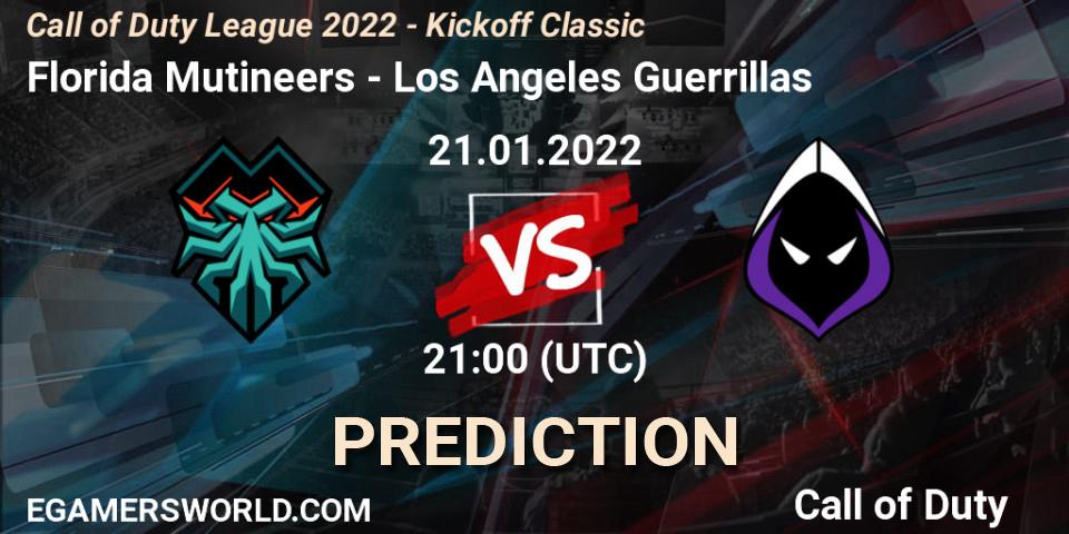 Prognose für das Spiel Florida Mutineers VS Los Angeles Guerrillas. 21.01.22. Call of Duty - Call of Duty League 2022 - Kickoff Classic
