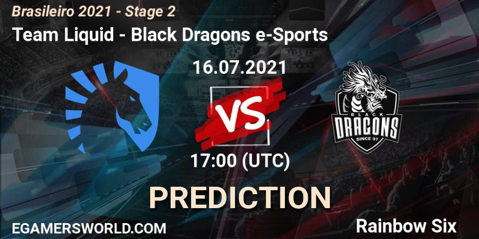 Prognose für das Spiel Team Liquid VS Black Dragons e-Sports. 16.07.21. Rainbow Six - Brasileirão 2021 - Stage 2