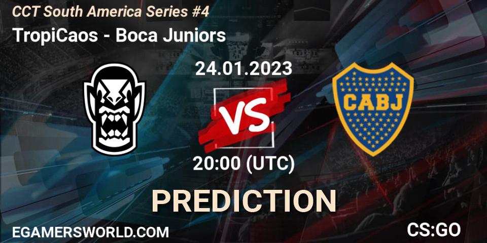 Prognose für das Spiel TropiCaos VS Boca Juniors. 24.01.2023 at 20:00. Counter-Strike (CS2) - CCT South America Series #4