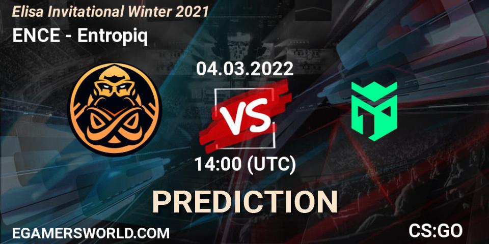 Prognose für das Spiel ENCE VS Entropiq. 04.03.2022 at 14:00. Counter-Strike (CS2) - Elisa Invitational Winter 2021