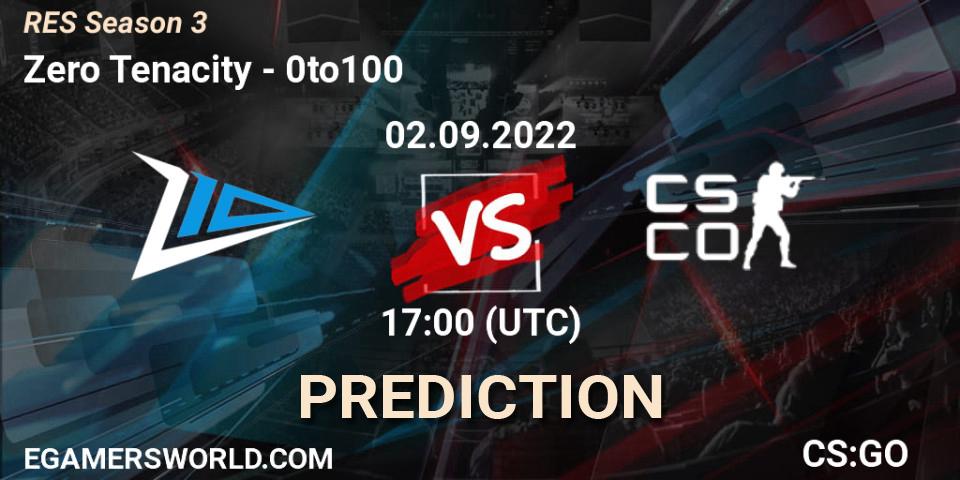 Prognose für das Spiel Zero Tenacity VS 0to100. 02.09.2022 at 17:00. Counter-Strike (CS2) - RES Season 3