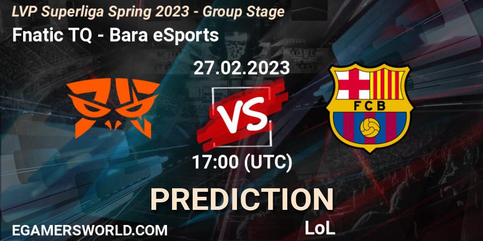 Prognose für das Spiel Fnatic TQ VS Barça eSports. 27.02.2023 at 19:00. LoL - LVP Superliga Spring 2023 - Group Stage