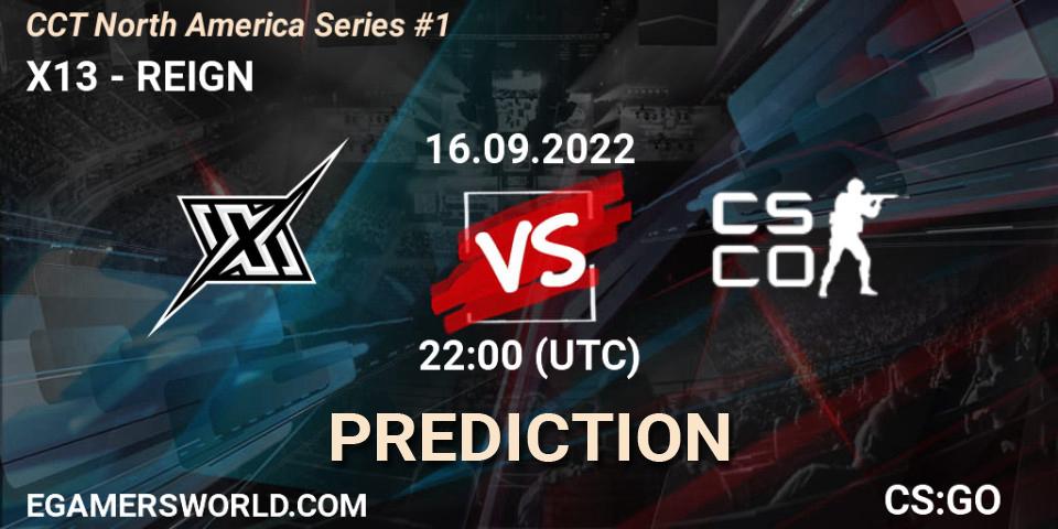 Prognose für das Spiel X13 VS REIGN. 16.09.2022 at 22:00. Counter-Strike (CS2) - CCT North America Series #1