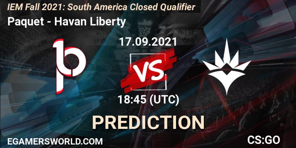 Prognose für das Spiel Paquetá VS Havan Liberty. 17.09.2021 at 18:45. Counter-Strike (CS2) - IEM Fall 2021: South America Closed Qualifier
