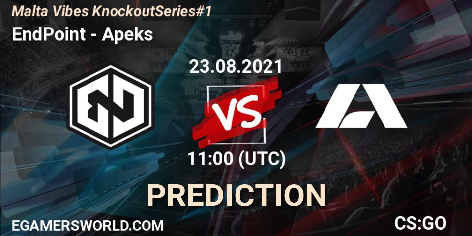 Prognose für das Spiel EndPoint VS Apeks. 23.08.2021 at 11:00. Counter-Strike (CS2) - Malta Vibes Knockout Series #1