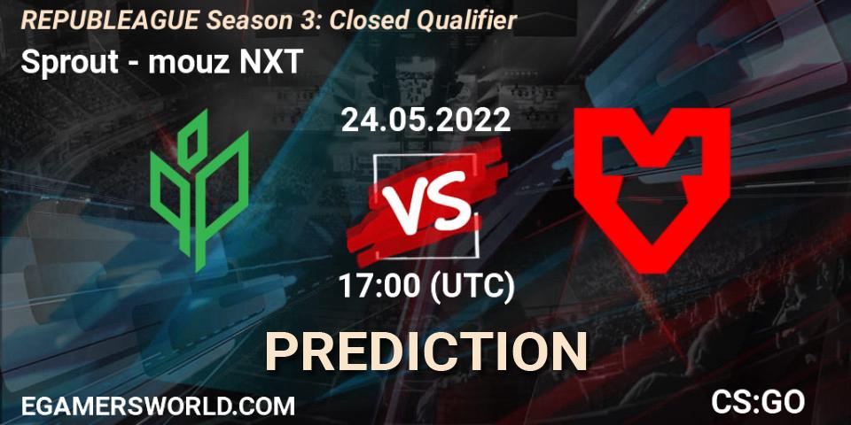 Prognose für das Spiel Sprout VS mouz NXT. 24.05.2022 at 17:35. Counter-Strike (CS2) - REPUBLEAGUE Season 3: Closed Qualifier