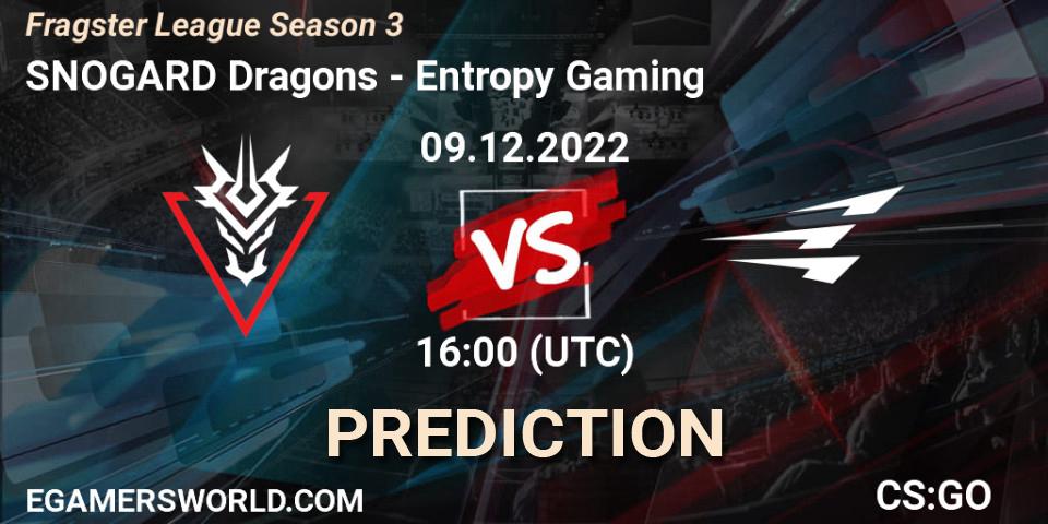 Prognose für das Spiel SNOGARD Dragons VS Entropy Gaming. 09.12.22. CS2 (CS:GO) - Fragster League Season 3