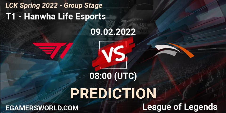 Prognose für das Spiel T1 VS Hanwha Life Esports. 09.02.2022 at 08:00. LoL - LCK Spring 2022 - Group Stage