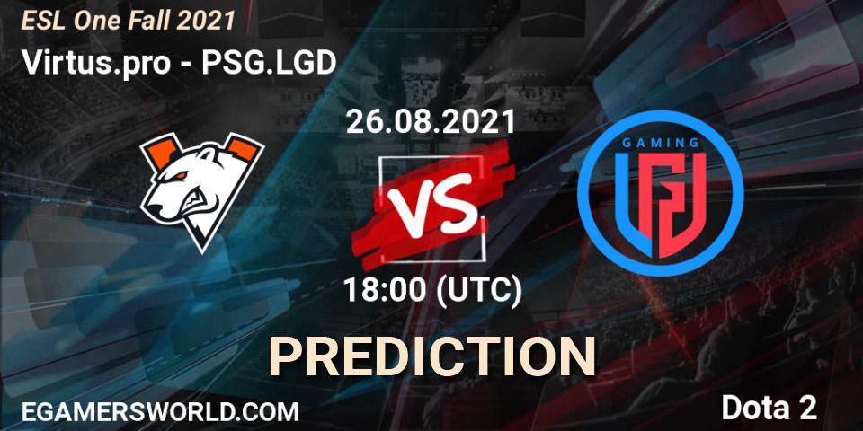 Prognose für das Spiel Virtus.pro VS PSG.LGD. 26.08.21. Dota 2 - ESL One Fall 2021