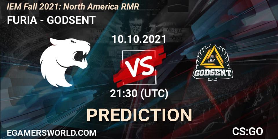 Prognose für das Spiel FURIA VS GODSENT. 10.10.2021 at 21:30. Counter-Strike (CS2) - IEM Fall 2021: North America RMR