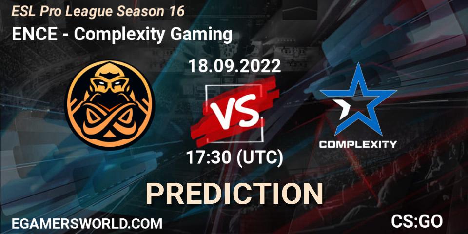 Prognose für das Spiel ENCE VS Complexity Gaming. 18.09.2022 at 17:30. Counter-Strike (CS2) - ESL Pro League Season 16