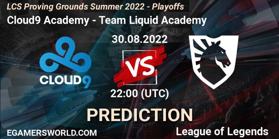 Prognose für das Spiel Cloud9 Academy VS Team Liquid Academy. 30.08.22. LoL - LCS Proving Grounds Summer 2022 - Playoffs