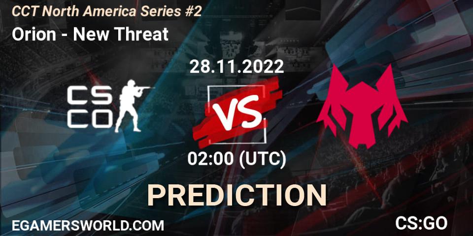 Prognose für das Spiel Orion VS New Threat. 28.11.22. CS2 (CS:GO) - CCT North America Series #2