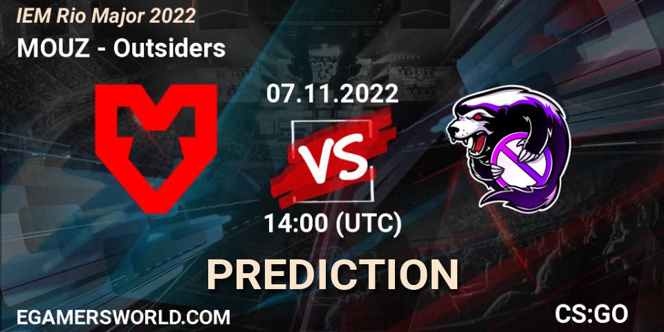 Prognose für das Spiel MOUZ VS Outsiders. 07.11.2022 at 14:00. Counter-Strike (CS2) - IEM Rio Major 2022