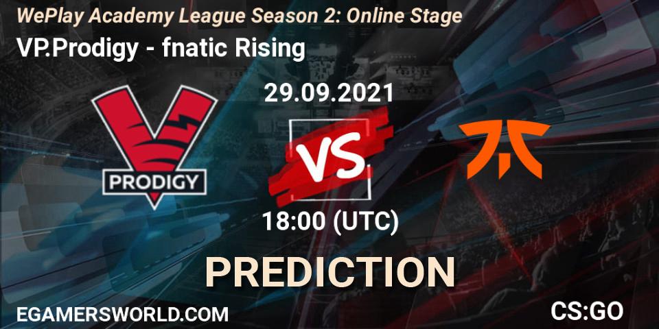 Prognose für das Spiel VP.Prodigy VS fnatic Rising. 29.09.2021 at 17:30. Counter-Strike (CS2) - WePlay Academy League Season 2: Online Stage