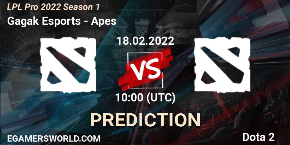 Prognose für das Spiel Gagak Esports VS Apes. 18.02.22. Dota 2 - LPL Pro 2022 Season 1
